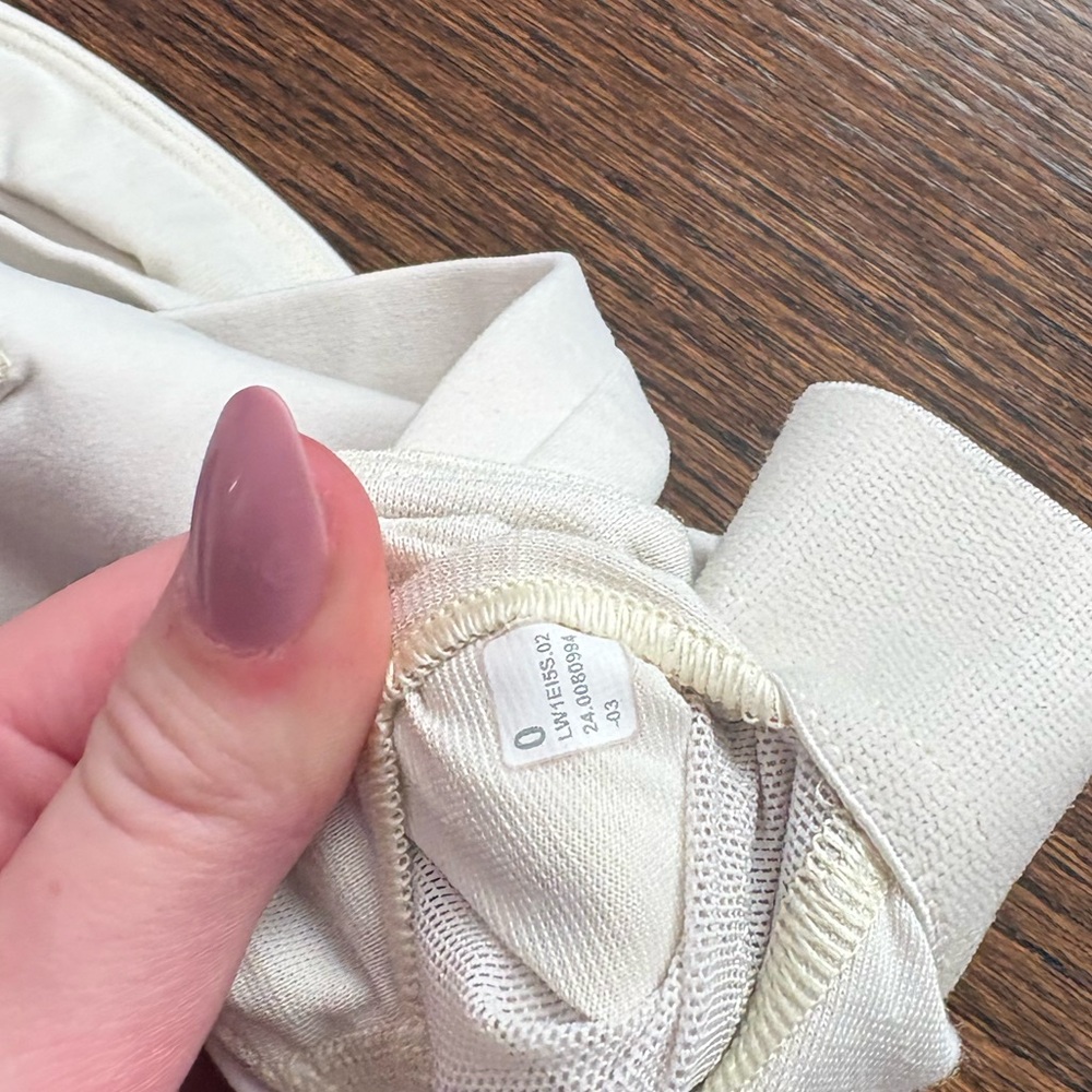 Lululemon Asymmetrical Strap Cream Tank Top with minor stain on inside - Picture 3 of 4